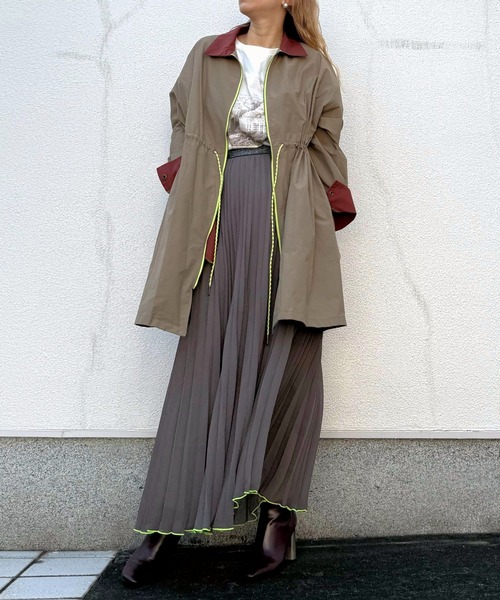 「Q」 プリーツスカート MEDIUM カーキ レディース_画像7