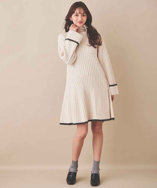 「31 Sons de mode」 ニットワンピース 36 ベージュ レディース_画像3