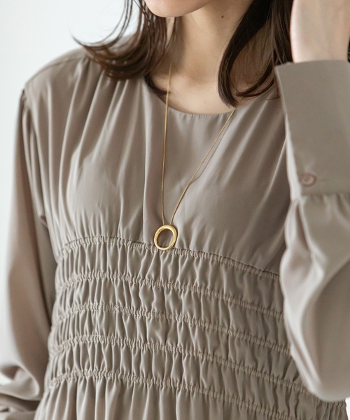 「NOBLE」 長袖ワンピース - ベージュ レディースの画像