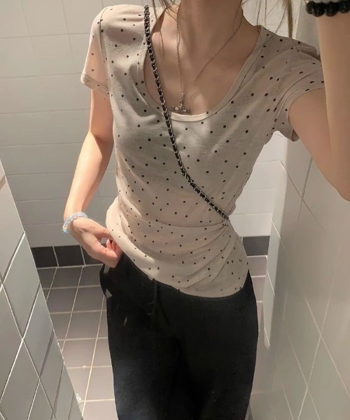 tシャツ 半袖 半袖 ドット柄 Tシャツ レディース : ZOZOTOWN Yahoo!店