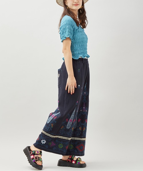 チャイハネ，1点もの、刺繍、刺し子、カンタ、男女兼用、刺繍パンツ，エスニック チャイハネ（CAYHANE） パンツ 「チャイハネ」アナーシャ刺繍パンツ