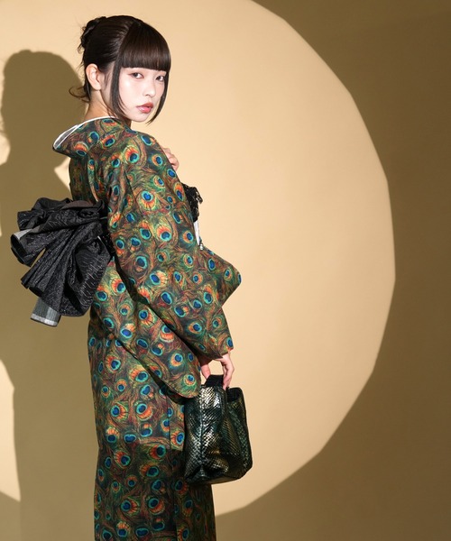 utatane 着物 着物 単衣 ニコアンティーク 羽衣孔雀 レディース
