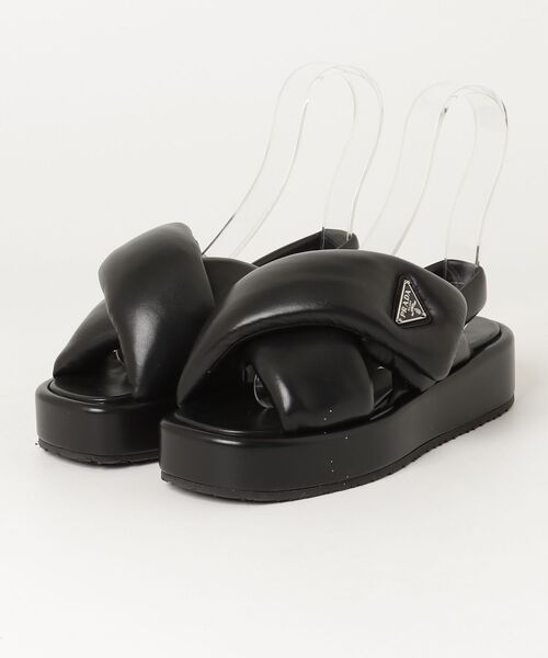 PRADA（プラダ） パデットナッパレザー フラットサンダル 35 ブラック