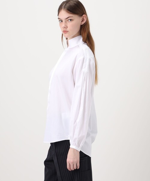 ブラウス シャツ BOURRIENNE POETESSE スタンドカラーシャツ レディースの画像