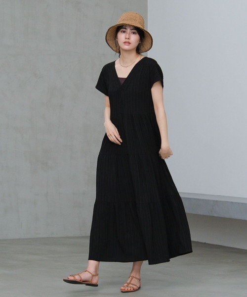 LAKOLE（ラコレ） ワンピース 楊柳ティアードフレンチスリーブ