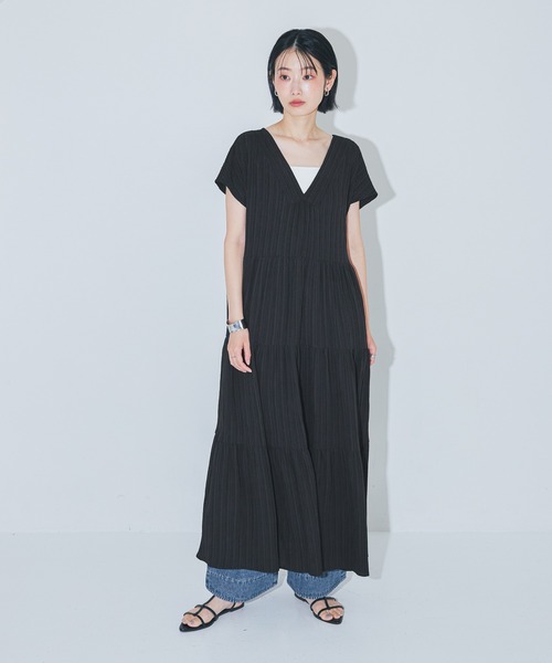 LAKOLE（ラコレ） ワンピース 楊柳ティアードフレンチスリーブ