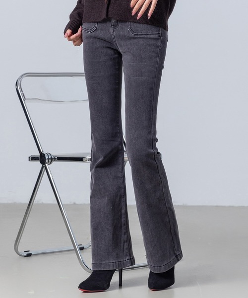 DAY CLOSET ブーツカットデニムパンツ 2XL ダークグレー レディース 