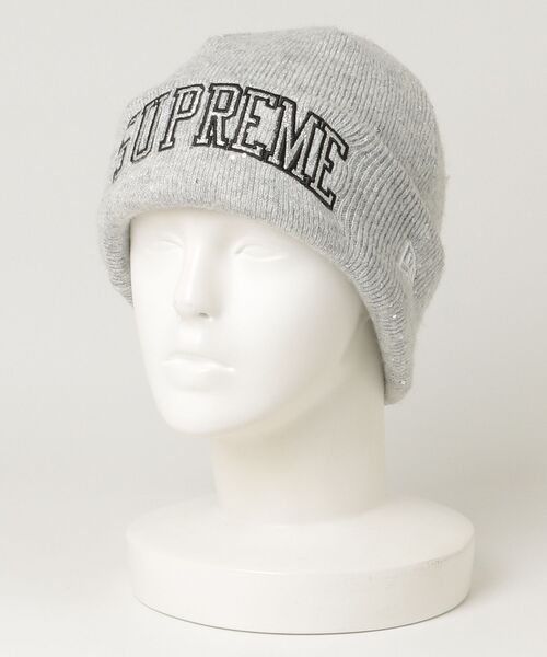 【Ｋ】シュプリーム ニットビーニー／ グレーフリーサイズ Supreme（シュプリーム） Metallic Arc Beanie「New Eraコラボ