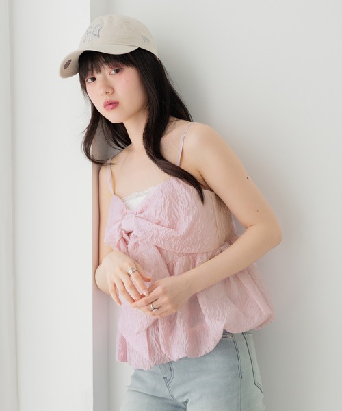 Heather（ヘザー） キャミソール ジャガードリボンキャミ 1046539