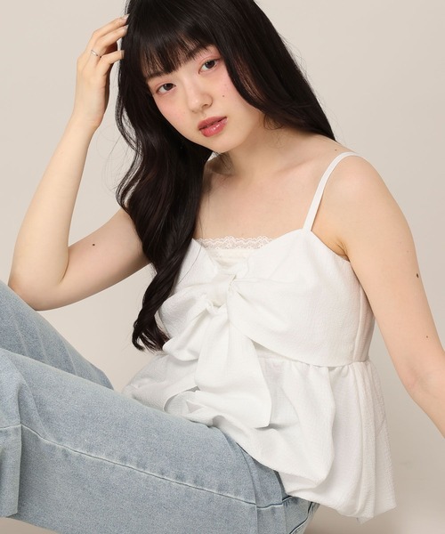 Heather（ヘザー） キャミソール ジャガードリボンキャミ 1046539