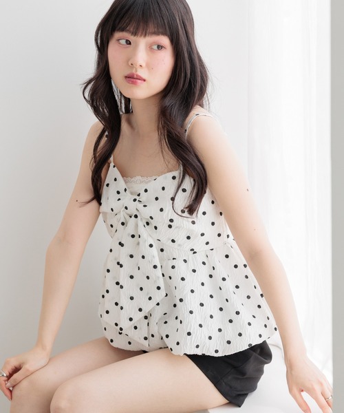 Heather（ヘザー） キャミソール ジャガードリボンキャミ 1046539