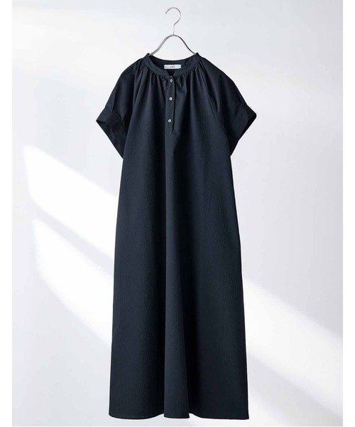 「IEDIT」 半袖ワンピース LARGE ネイビー レディース_画像2