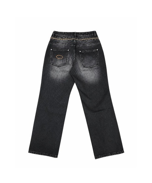 【レイ】AFB STUDDED BACK ZIP JEANS BLACK AFB（エーエフビー） ジーンズ STUDDED BACK ZIP JEANS メンズ