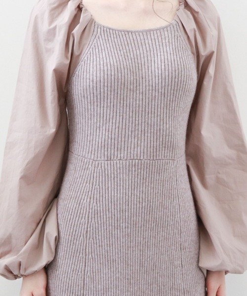 ☆人気☆【ROMANTIC CROWN】☆バルーン袖 ニットワンピー.ス☆ ROMANTIC CROWN WOMAN】BALLOON SLEEVE KNIT DRESS