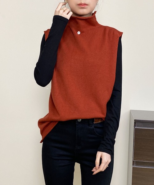 ベスト ジレ 柔らかいハイネックニットベスト レディース : ZOZOTOWN