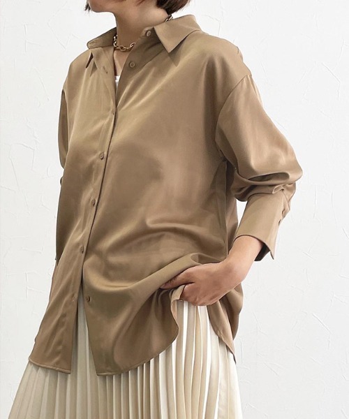 RASW（ラス） ブラウス シャツ サテンベーシックシャツ レディース