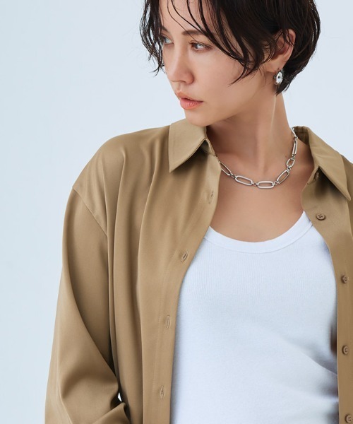 RASW（ラス） ブラウス シャツ サテンベーシックシャツ レディース