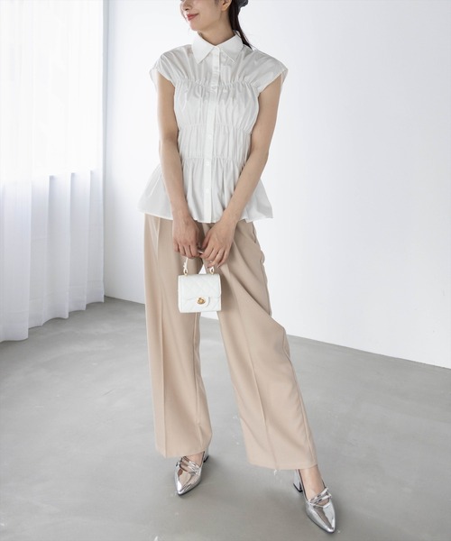 新品7-IDconcept　フォーマルスラックス　ストレートパンツ　入学式　通勤 clear スラックス パンツ 「低身長サイズ有」ワンタック