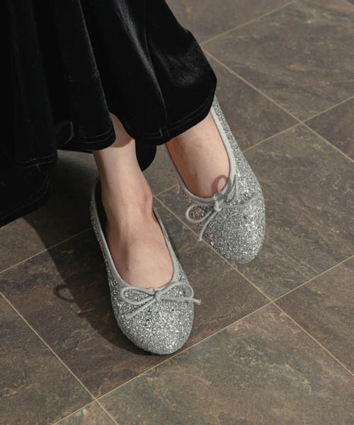 正規店仕入れの PrettyBallerinasラメブルーバレエシューズパンプス3723.5新品 靴