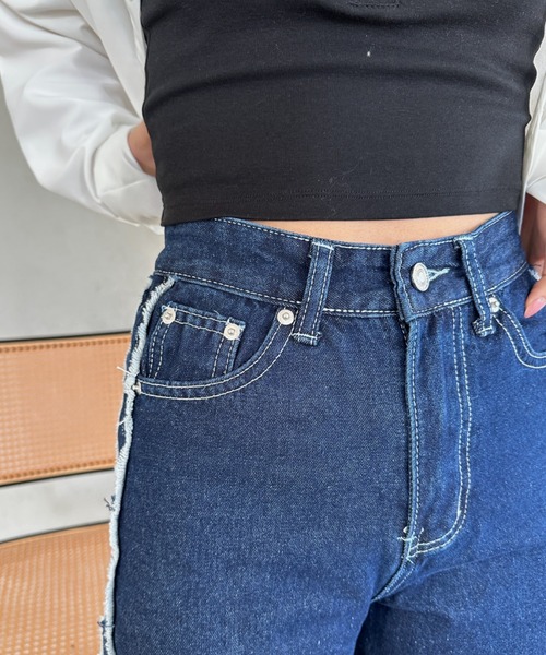 パンツ デニム ジーンズ レディース side fringe wide denim pants／サイドフリンジラインワイドデニムパンツ｜zozo｜11