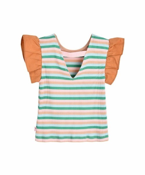 tシャツ 袖フリルボーダートップス キッズ 子供服 女の子