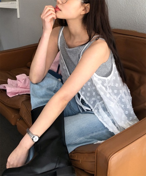 yuhan wang フラワーレースビスチェ