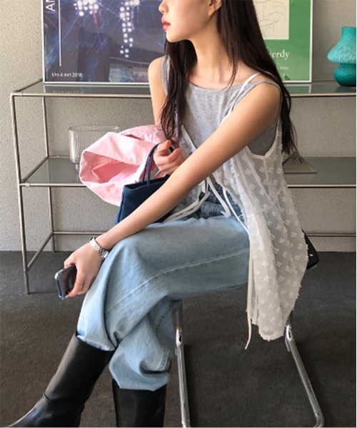 【美品】yuhan wang フラワー レース ビスチェ シースルー ブラウス セール】フラワーリボンシースルービスチェ（シャツ/ブラウス