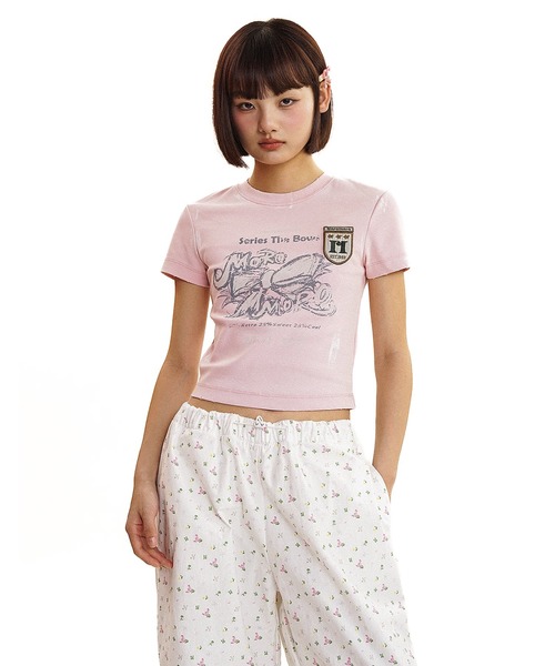 tシャツ ビッグリボンロゴTシャツ DT0636「Moromoro2」 レディース
