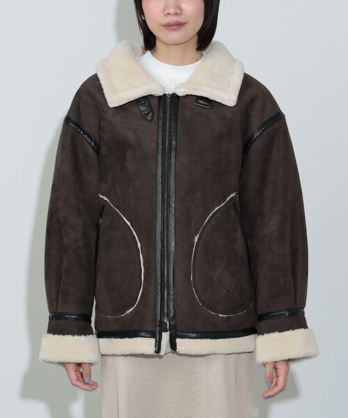 BEAMS HEART ムートンコート ボアコート フェイク ムートン フライト 