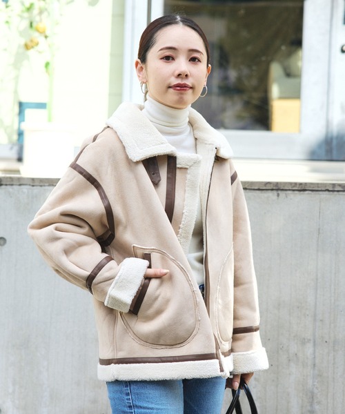 BEAMS HEART ムートンコート ボアコート フェイク ムートン フライト