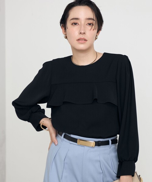 ブラウス シャツ 「セットアップ対応」フィルムストライプ2WAYヘムタックブラウス レディース LE CERCLE par ropé(ル セルクル パー ロペ) / 【セットアップ