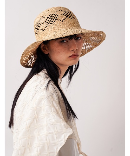 La Maison de Lyllis 麦わら帽子 57cm ベージュ