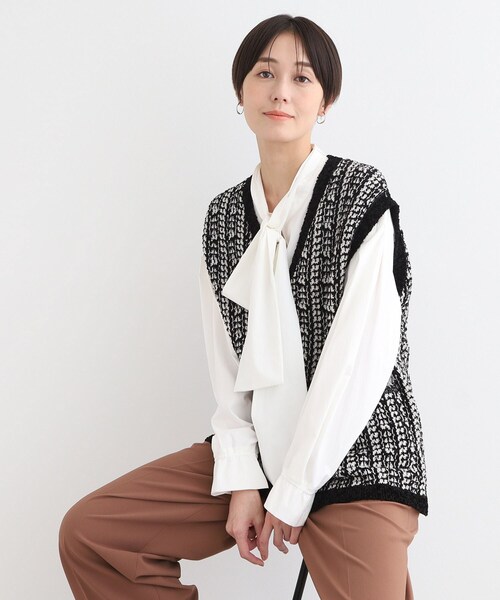 INDIVI（インディヴィ） ベスト ジレ 「洗える／映え」ツイーディー