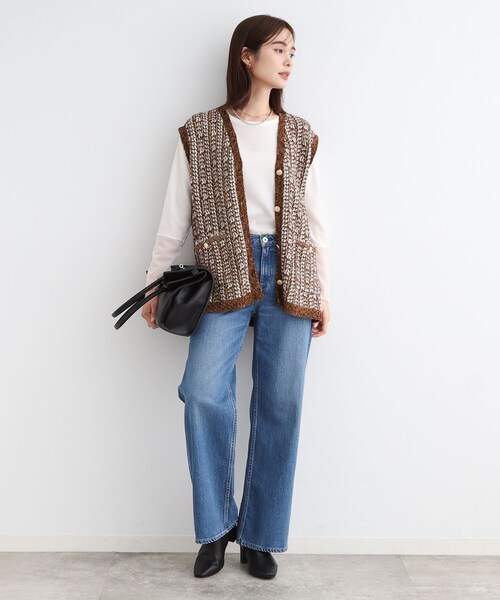 INDIVI（インディヴィ） ベスト ジレ 「洗える／映え」ツイーディー