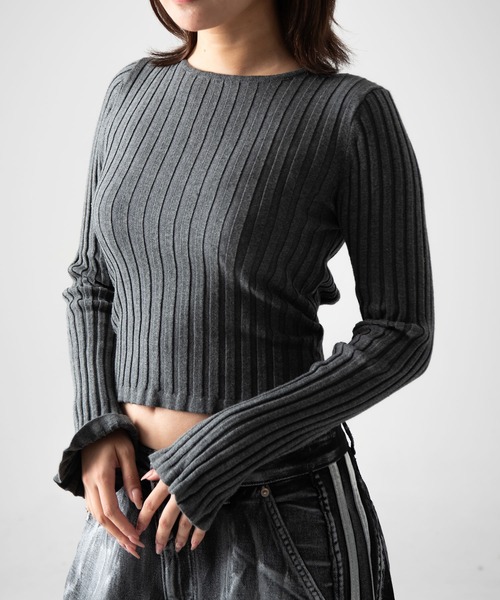 ニット セーター A'GEM/9 × .kom 「.KOM/ドットケーオーエム」 クロップバックリボントップス レディース KOM ニット セーター A'GEM/9 × .kom 「.KOM/ドットケーオーエム
