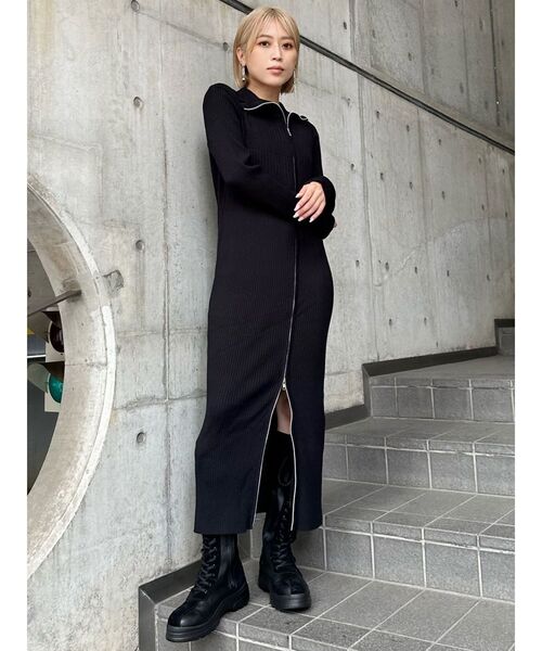 LVEU. ラブユ アシメZIPニットワンピース アシメジップニットワンピース | LVEU.（ラブユ.）