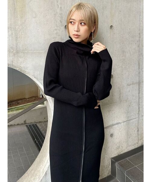 ワンピース mi MURUA ワンピース アシメZIPニットワンピース : ZOZOTOWN Yahoo