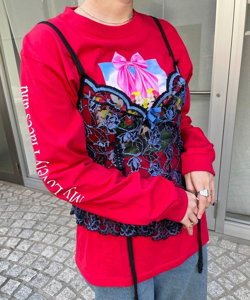 tシャツ HEY! Mrs ROSE(ヘイ！ミセスローズ)牛柄ロンT レディース HEY!MrsROSE tシャツ HEY! Mrs ROSE(ヘイ！ミセスローズ)牛柄