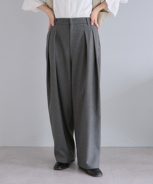 pual ce cin パンツ スラックス ツータック起毛スラックスパンツ