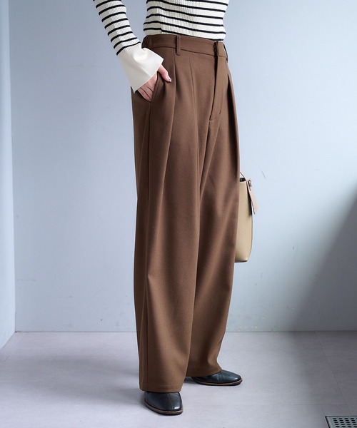 pual ce cin パンツ スラックス ツータック起毛スラックスパンツ