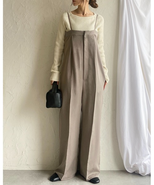 オールインワン ワイドパンツ ファスナー サイドファスナータックワイドパンツ｜SIDE ZIPPER TUCK WIDE