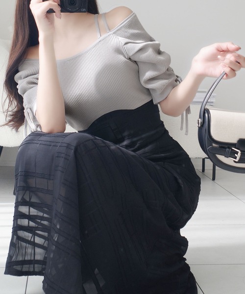 mily bilet ワンピース 「mily bilet」1枚で映える主役級。オフショル