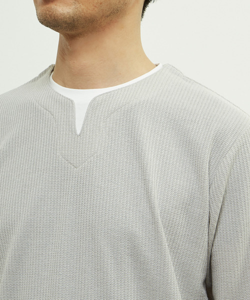 MEN'S MELROSE tシャツ リンクスストライプフェイクレイヤード