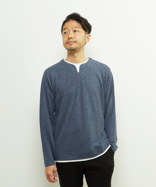 MEN'S MELROSE tシャツ リンクスストライプフェイクレイヤード