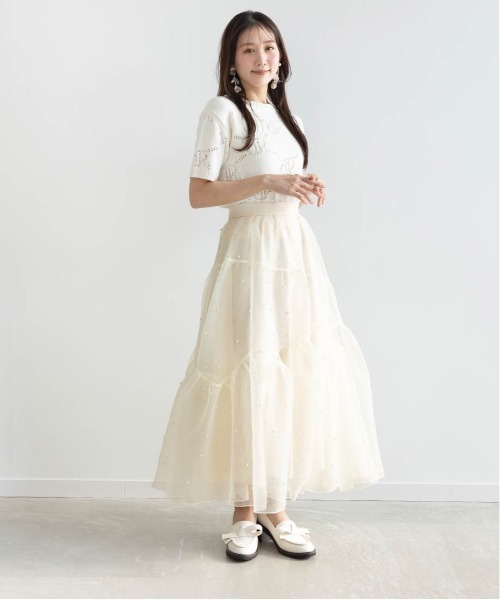RANDAパールオーガンジーティアードスカート ランダ RANDA スカート パールオーガンジーティアードスカート