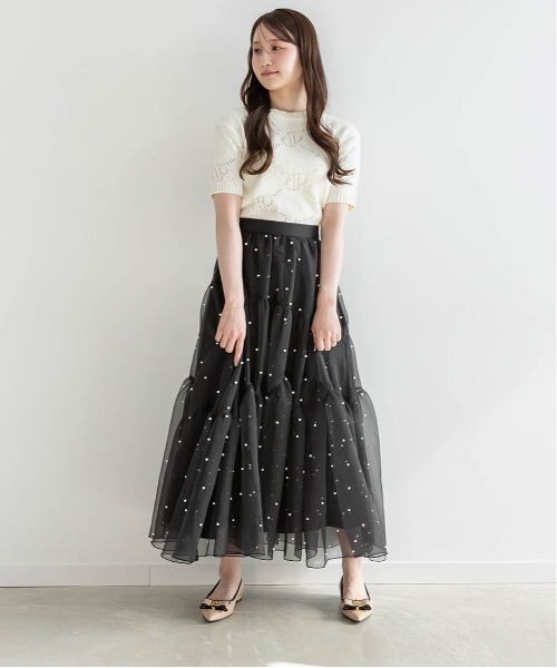 RANDAパールオーガンジーティアードスカート ランダ RANDA スカート パールオーガンジーティアードスカート