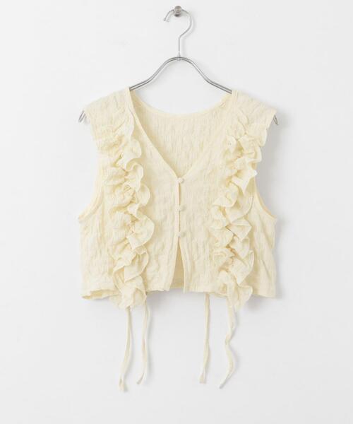 KBF（ケービーエフ） ベスト ジレ 2WAYフリルノースリーブトップス