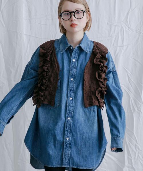 フリル付きホワイトノースリーブベスト フリル付きホワイトノースリーブベスト