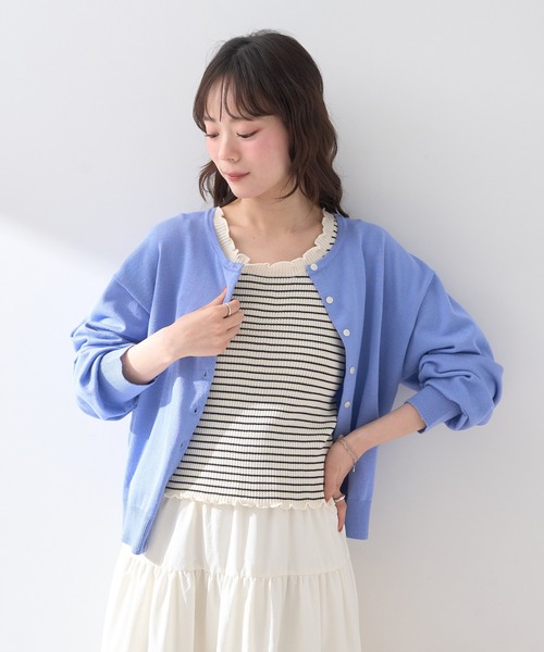 earth music&ecology カーディガン UVカット加工クルーネック