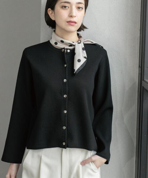 美品꧁ワイズ꧂薄手ニットカーディガン 3 M-L スナップボタン ブラック セール】限定展開 スナップボタン ニット カーディガン